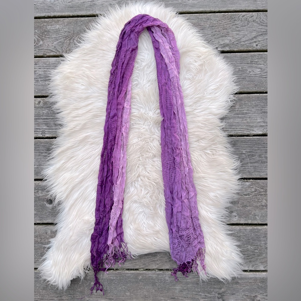 Ombré Dark Light Purple Soft Knit Sheer Scarf Wrap